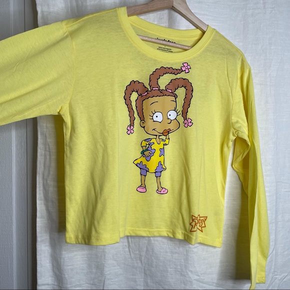 Nickelodeon Rugrats Susie Carmichael Yellow Crop Long Sleeve Tee Shirt Top 90s - Picture 2 of 8